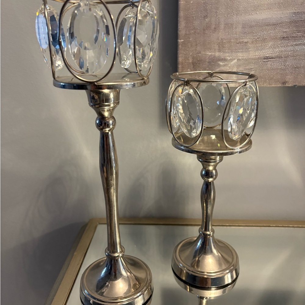 Pottery Barn Crystal candle holders excellent condition